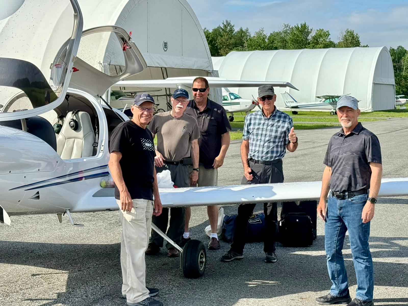 Lee Arsenault, Gord Cormack, Kirk Passmore, Dean Glenney and Sylvio Roy in Victoriaville after a panicked half hour looking for missing plane keys! Photo taken by: Marilyn Staig