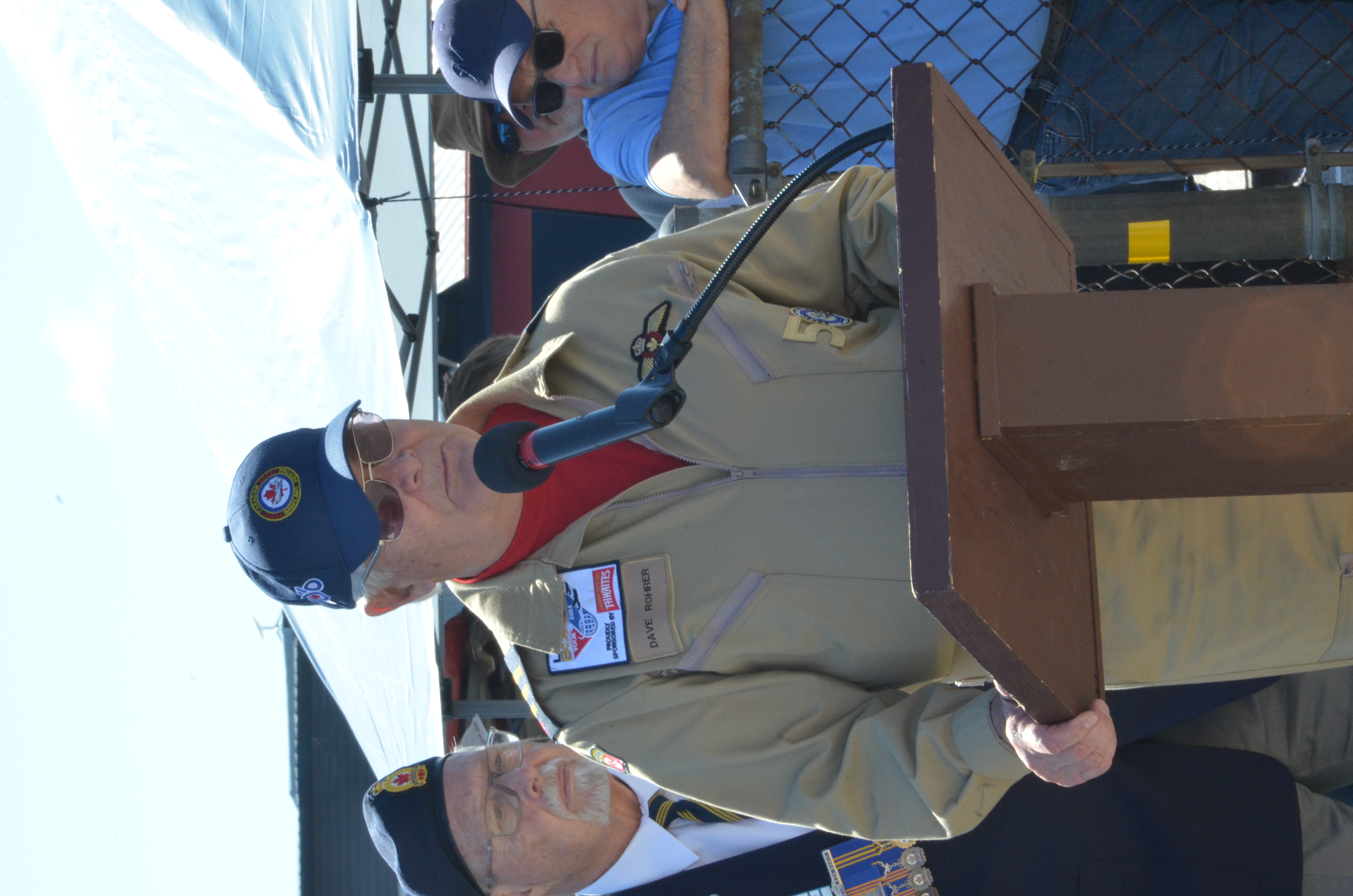 Dave Rohrer, President and CEO of Canadian Warplane Heritage and pilot of the Lancaster addresses the crowd. While there were many dignitaries speaking, most of the speeches were short and to the point.