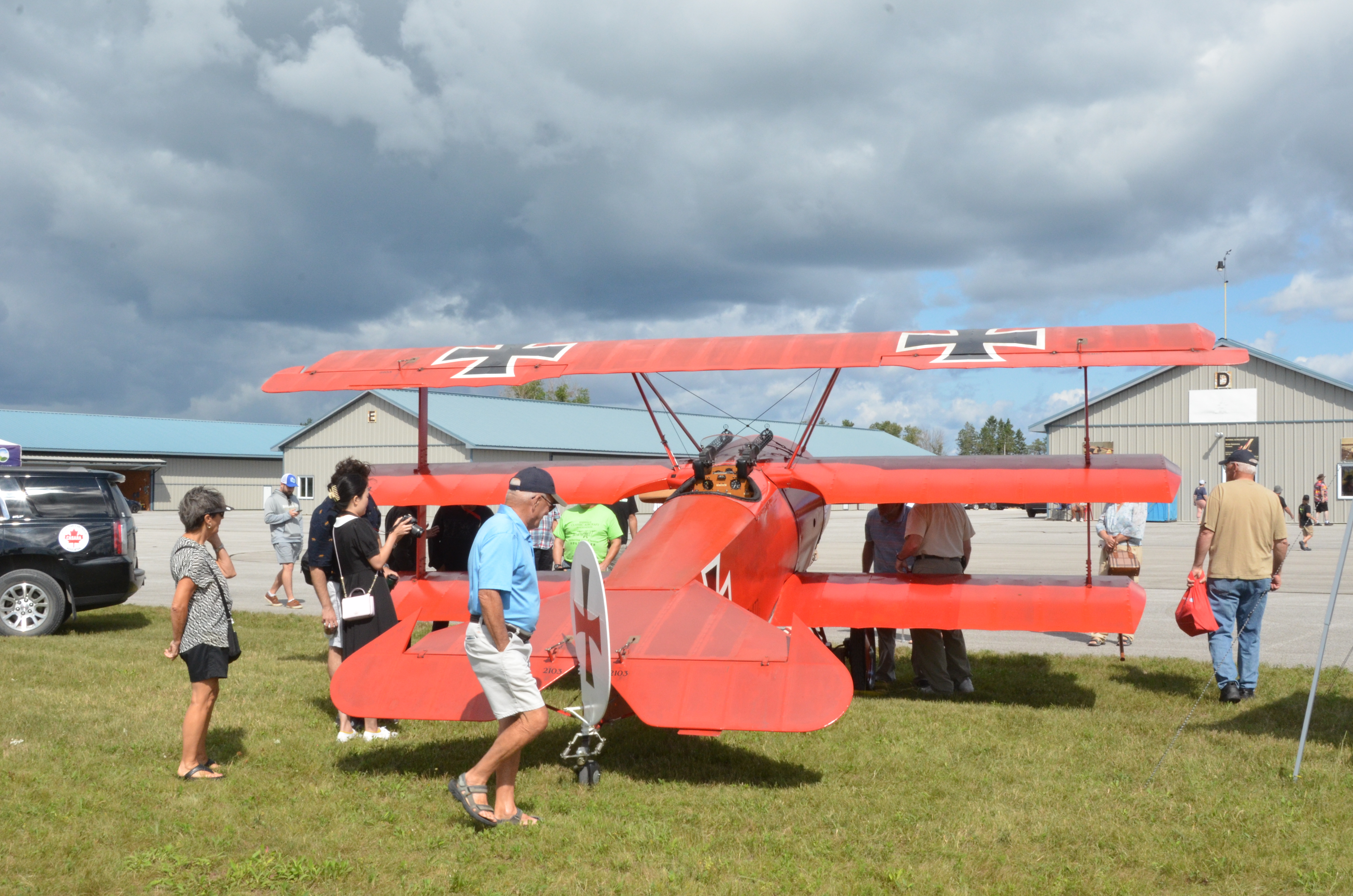 Fokker DR.I triplane from Brampton braved the crosswinds to attend the event.