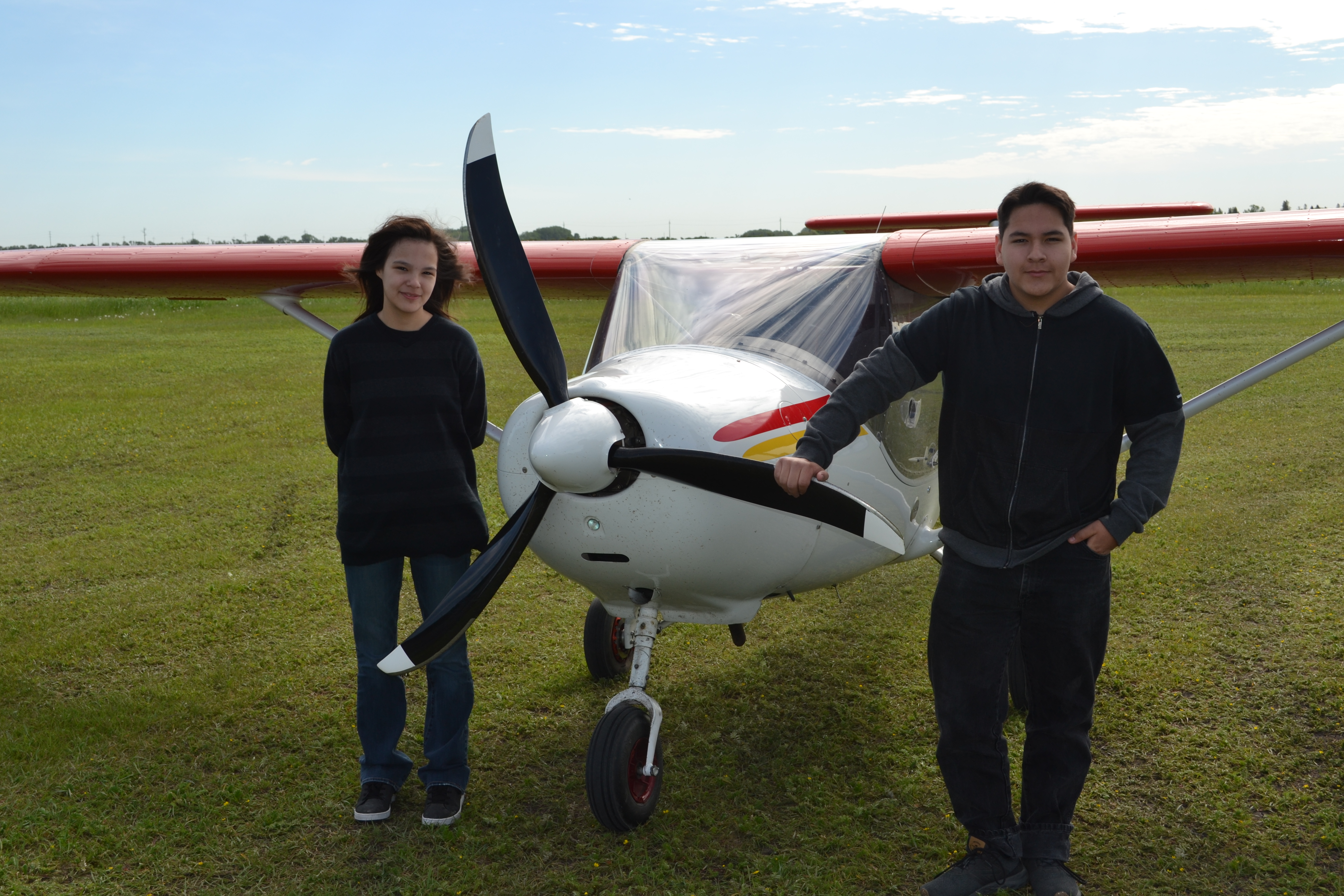 Build students Nya Hartie from Dakota Plains Wahpeton First Nation, and Adrian James-Stagg of Dakota Tipi First Nation each had an opportunity to fly over their homes and communities with EWFS’ flight instructors.