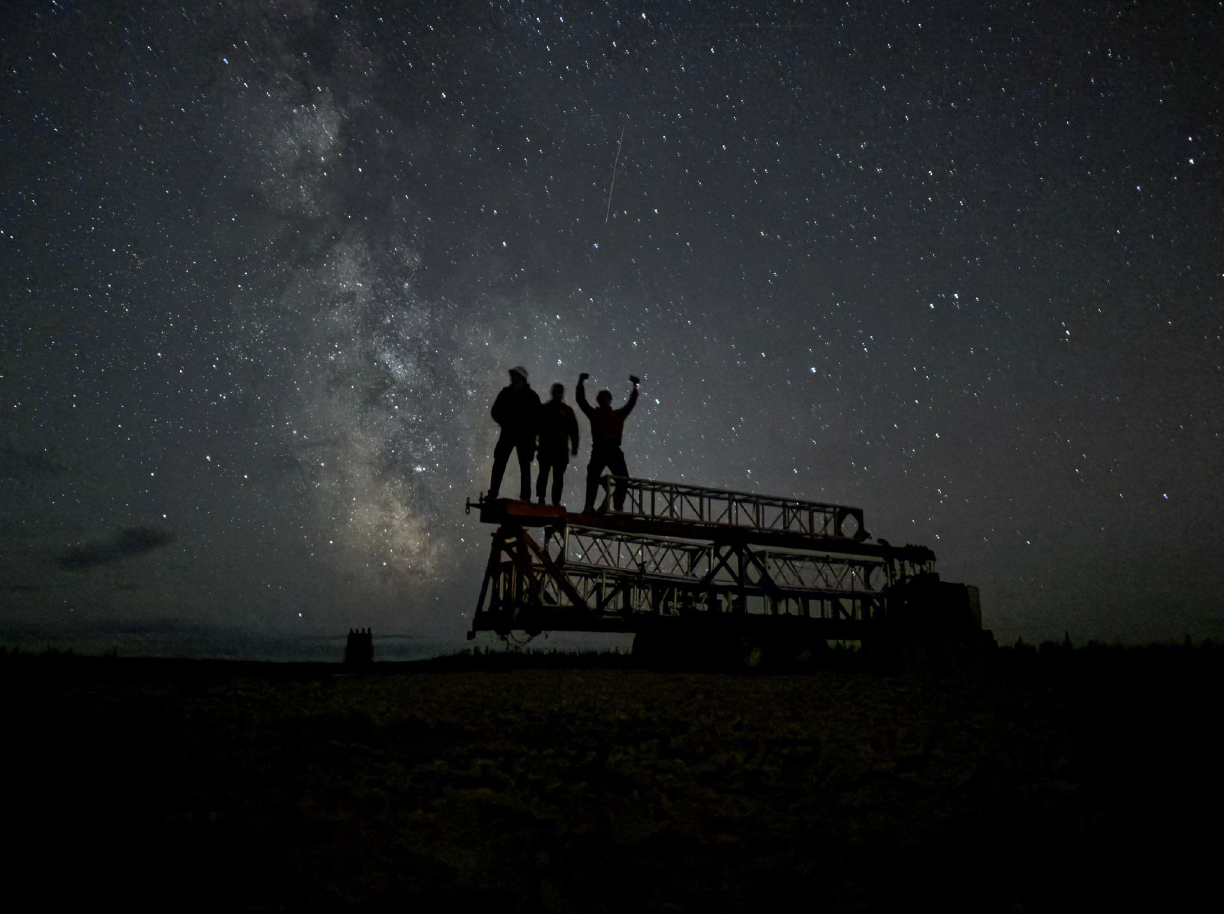 Space Concordia Rocketry Division team members on the launch tower in Mistissini, Quebec.