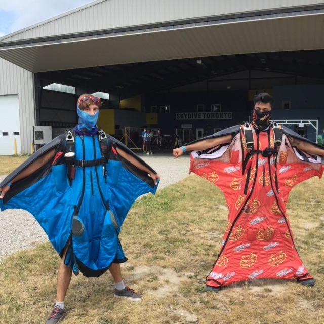 Posing in front of SkyDive Toronto