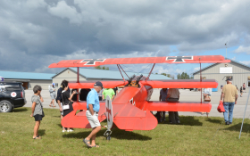 Fokker DR.I triplane from Brampton braved the crosswinds to attend the event. 